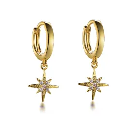 Huggie Hoop Earrings with Charm Sparking Star